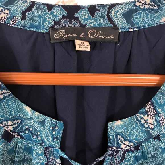 ROSE & OLIVE BLUE BOHO DRESS SIZE MEDIUM - Picture 4 of 8